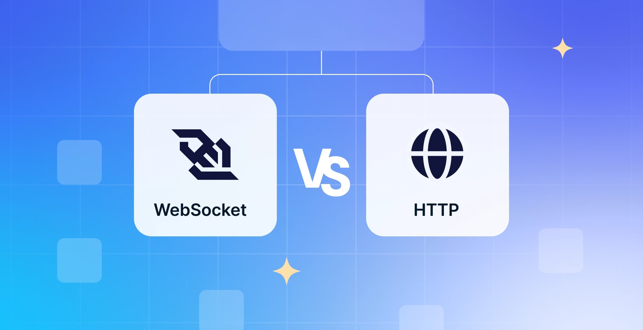 WebSocket vs HTTP comparison illustration.